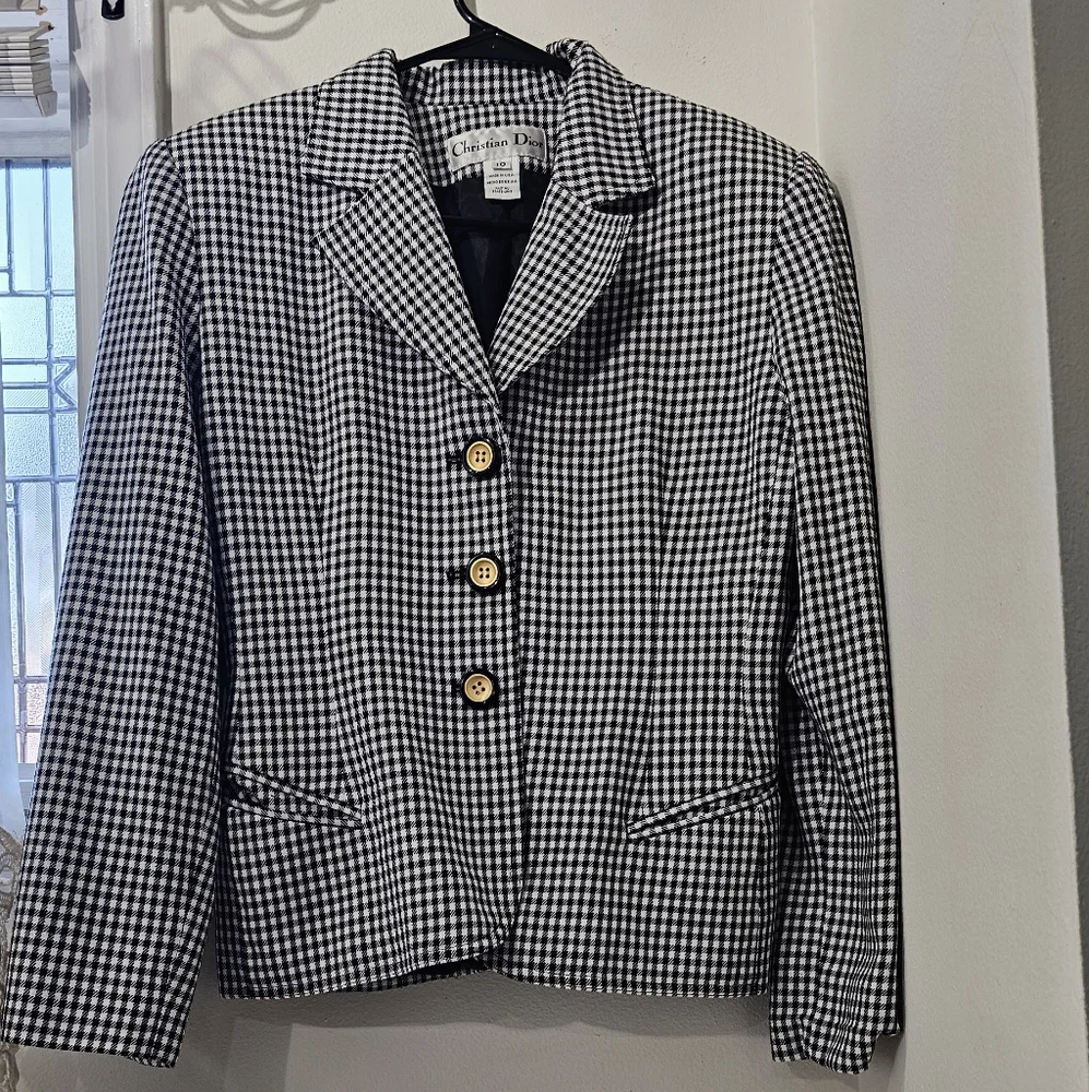 Christian Dior Plaid Print Blazer. - Picture 1 of 10